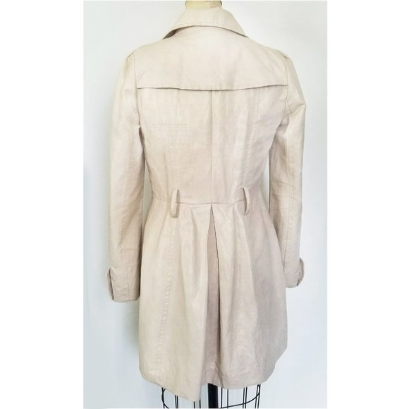 AX Armani Exchange Womens Linen Trench Coat Tan with Metallic Gold Thread  M - Picture 7 of 11